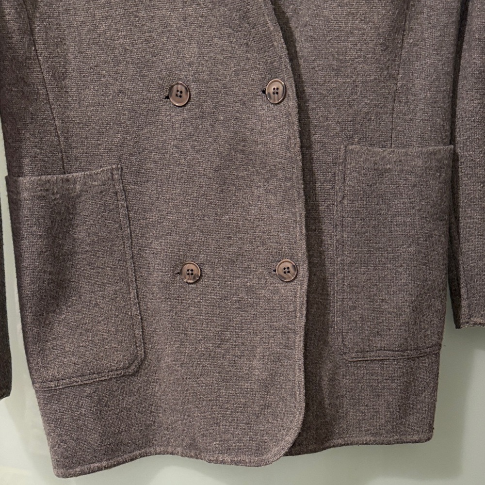 Whistles Charcoal Gray Women's Double-breasted Sweater Blazer - Picture 3 of 7